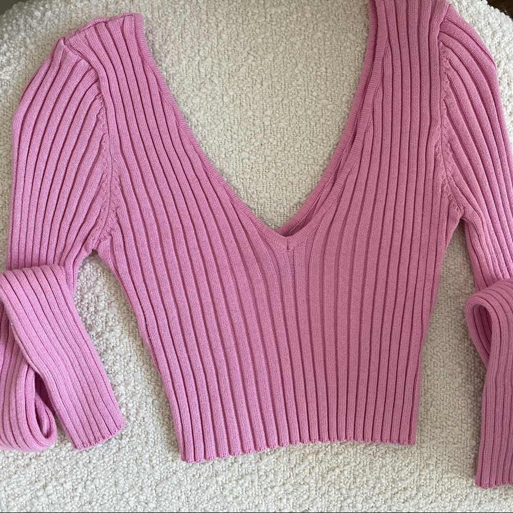 Ribbed Pink Cropped Top